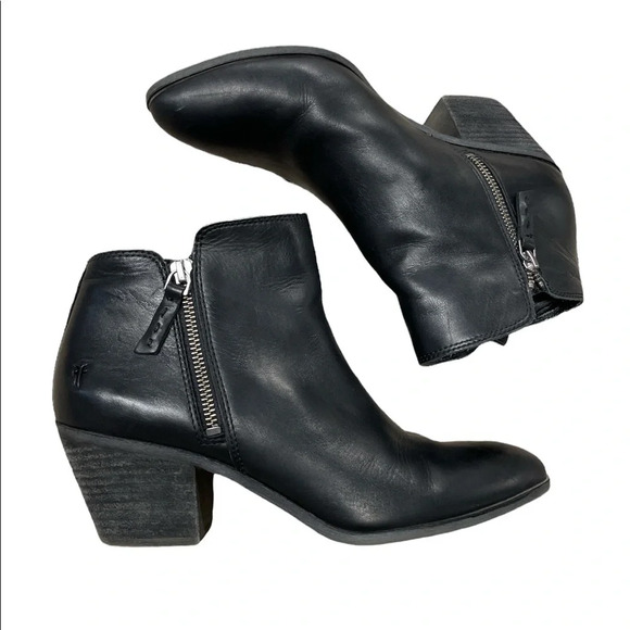Frye Women's Judith Black Leather Zip Up Ankle Boots Booties 9.5M - Picture 6 of 15
